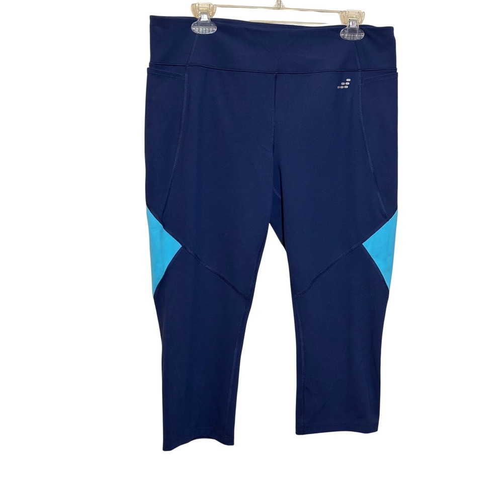 BCG Leggings Women XL Navy Blue Colorblock Crop Pockets‎ Excellent 
Capri